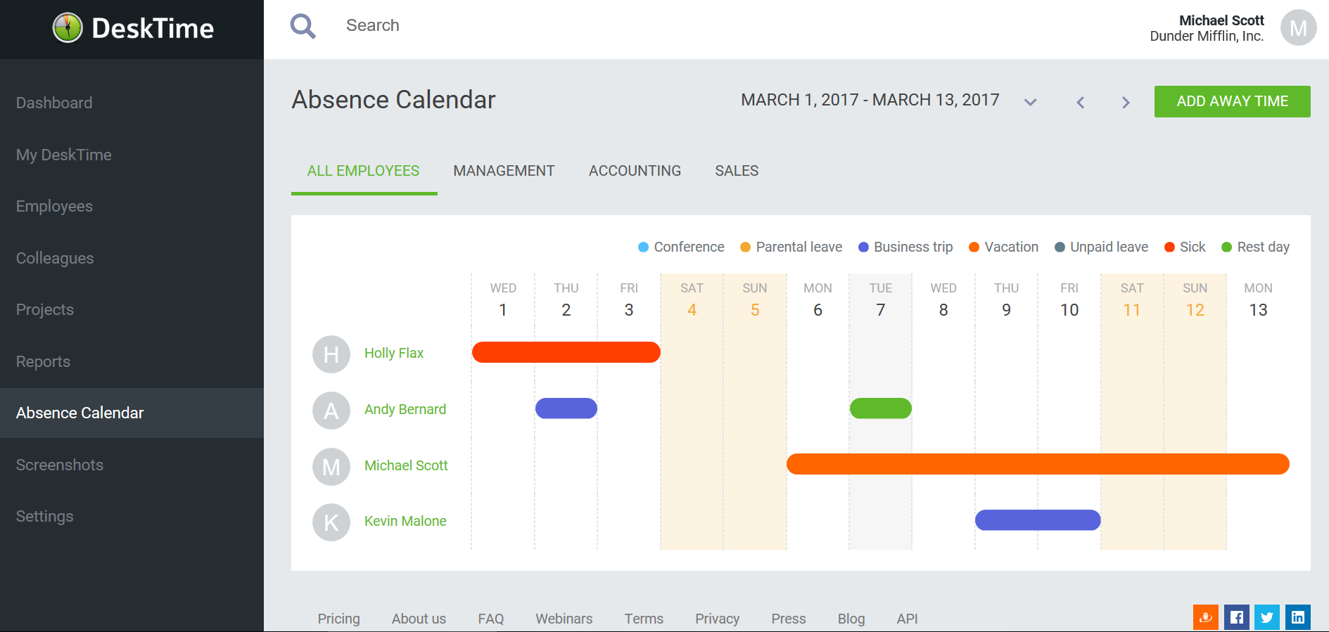 desktime absence tracking